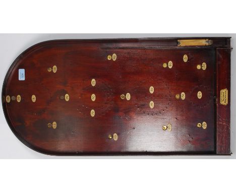 A vintage wooden cased Amersham ' Scora ' bagatelle board with working spring and  steel balls