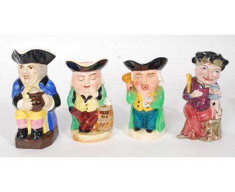 A collection of three vintage toby character jugs, along with a Melba Ware Mr Punch character jug