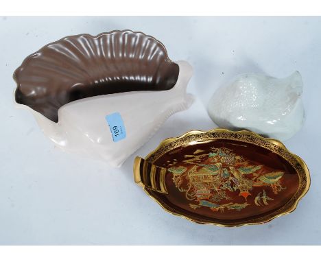 A collection of china to include Carltonware Rouge Royale dish, Poole shell, Shelley white chicken jelly mould etc