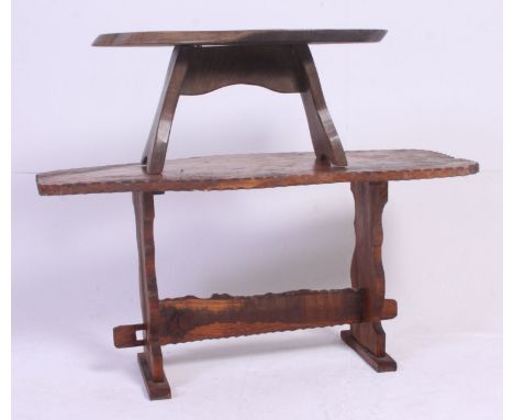 2 vintage retro 20th century driftwood coffee tables. Both of elm wood construction having shaped supports. One large, one sm