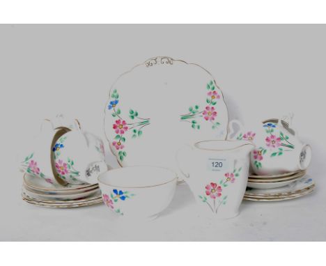 A vintage Longton part floral tea service in bone china 