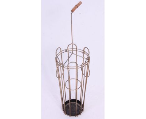 A vintage 1950's stick / umbrella stand in the form of an umbrella in wire work construction. H91 x W24 cm   