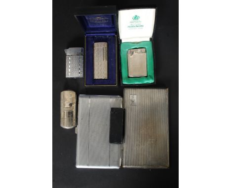 A collection of vintage lighters to include a Zaima Osmic in case, Ronson Varaflame in case along with 3 other lighters and 2