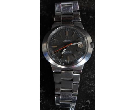 An original Omega Dynamic Geneve stainless steel bracelet wristwatch, circa 1970s, The circular graphite dial with silvered b