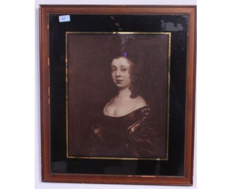 A framed and glazed portrait print of a Lady in classical pose. H44 x W34 cm 