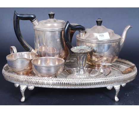A silver plated part tea service (and other silver plated pieces) to include pots, tray etc.