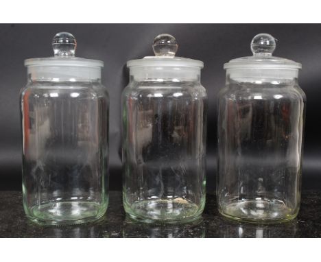 Three vintage style sweet shop / kitchen  storage jars H25cm