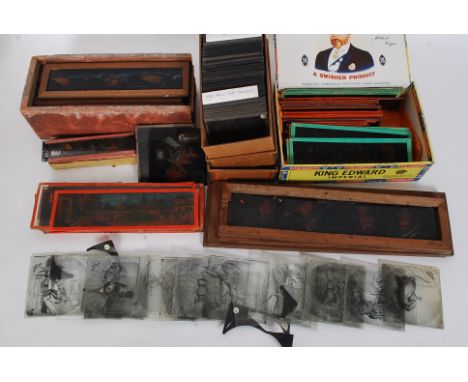 A good collection of assorted vintage Magic Lantern slides, Bing projector slides and other projector slides. Most 19th / ear