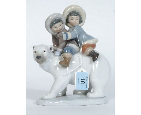 A Lladro figurine ' Eskimo Riders ' Bearing impressed model  No 5353 with blue stamp to base. Measures 17.5 cms High - Condit