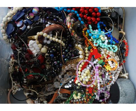 A large collection of vintage and contemporary costume jewellery to include bracelets, bangles, necklaces and many other item