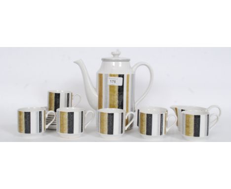 A retro coffee service by Midwinter to include Coffee pot, cups, saucers etc