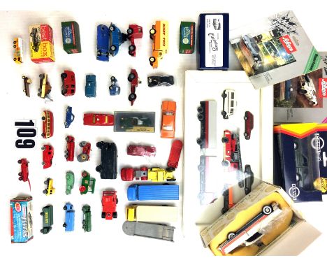 A Collection of OO Gauge and Smaller Die Cast Cars: various makes and models, together with packaged die cast, including Schu