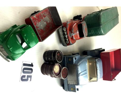 Hubley Trucks: including no. 475 dumper truck, and no 507 Motor Express 500 Series cab and trailer, together with another US 
