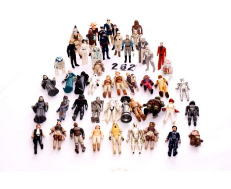 60+ Vintage Star Wars Figures, including Anakin, Boba Fett, IG-88, Lumat, Han Solo, R5-D4, Klaatu, Luke Battle Poncho, Wicket