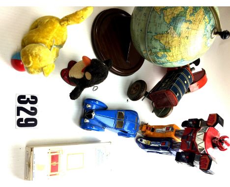 A Collection of Toys; including a tin plate tractor and driver, together with other items F-G (qty) 