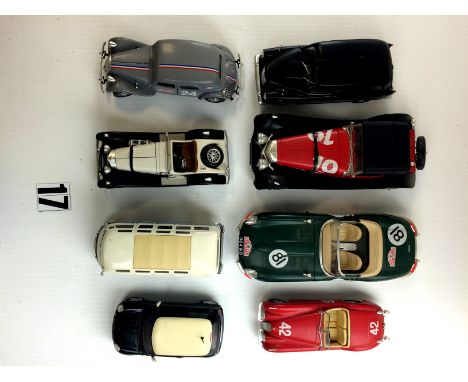 Maisto and Burago: 1:18 and 1:24 scale models, including Jaguar E-type, Jaguar XK 120, and others, G, together with a Black C