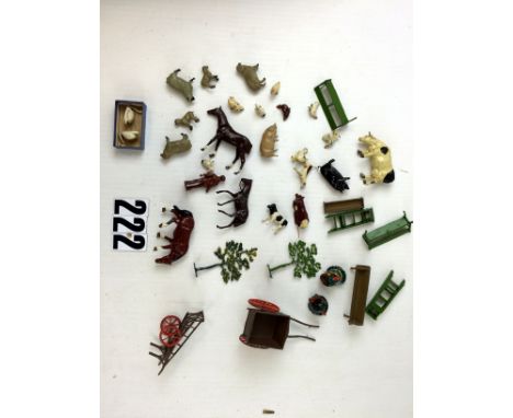 Collection of Britains and other makers Farm Animals and Accessories: including Swans (2) and Signets (10), Geese (2), Hens (