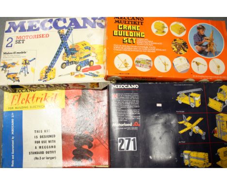 Various Meccano Sets & Loose Vintage Parts, including 3M, Crane Building Set, No.2 Motorised Construction Set, Elektrikit and