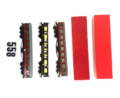 Trix Twin Railway OO Gauge scale-length coaching stock: comprising six coaches in BR maroon (four in repro boxes) and three P