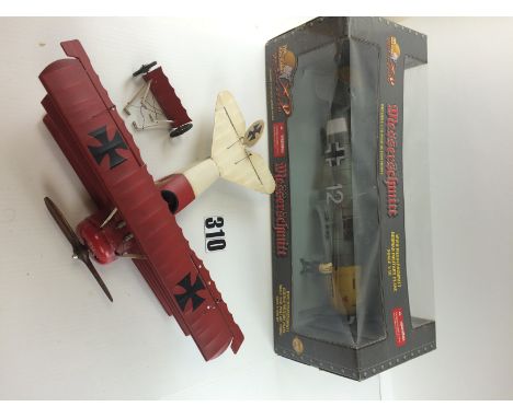 AM Large Model Fokker Triplane 'Red Baron'; ref AP010, in polystyrene packaging, VG-E, together with 21st Century Toys The Ul