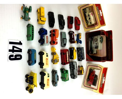 Lesney Matchbox Cars and Commercials: incliding no.34 VW 'Matchbox International Express' delivery van, no. 62 'Rentaset' TV 
