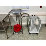 1 Rolling surgical tray, rolling stand, rolling cart and medical waste disposal bucket