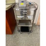 Stainless Steel Two Drawer Rolling Cart w/ Contents and stool