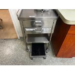 Stainless Steel Two Drawer Rolling Cart w/ Contents and Stool