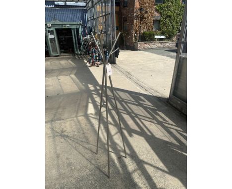 A MODERN POLISHED STEEL COAT AND HAT STAND