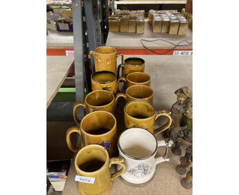 A QUANTITY OF TREACLE GRAZE MUGS TO INCLUDE LORD NELSON WARE, 'MANIKIN CIGARS GOLDEN JUBILEE 1927-1977', A PETER DAWSON WHISK