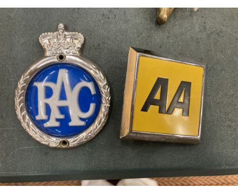 TWO VINTAGE CAR ASSOCIATION BADGES, ONE AA AND ONE RAC