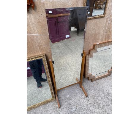 A BEVEL EDGE CHEVAL MIRROR