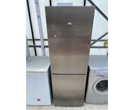 A GREY SIEMENS UPRIGHT FRIDGE FREEZER