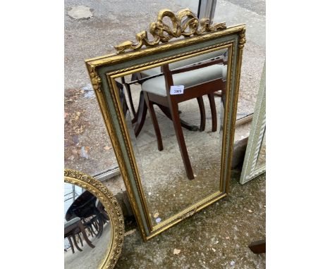 A GILT EFFECT BEVEL EDGE WALL MIRROR 30"X16"