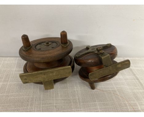 TWO VINTAGE WOODEN FLY FISHING REELS