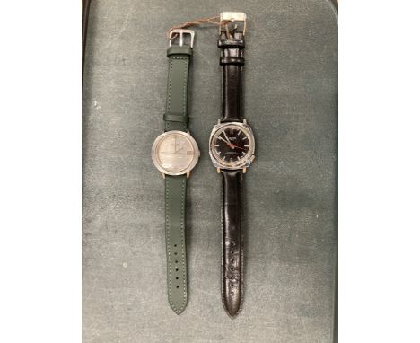TWO WRIST WATCHES WITH LEATHER STRAPS, ONE CITIZEN AUTOMATIC 00821905 AND A LUCERNE SWISS WATCH