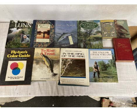 ELEVEN VARIOUS FISHING AND ANGLING RELATED BOOKS TO INCLUDE FLY-TYERS COLOR GUIDE ETC