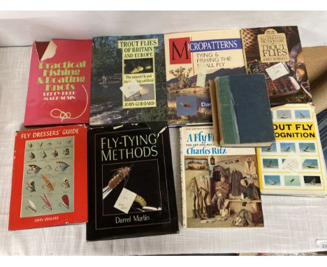 NINE VARIOUS FISHING AND ANGLING RELATED BOOKS TO INCLUDE FLY FISHING RECOGNITION AND FLY TYING BOOKS