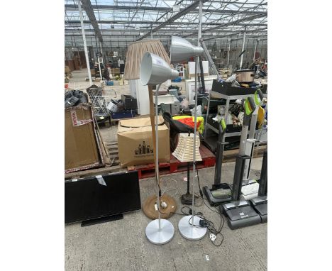 THREE VARIOUS FLOOR LAMPS AND A TABLE LAMP