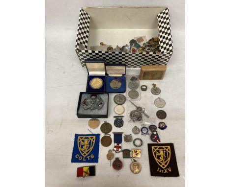A VERY LARGE COLLECTION OF BADGES AND AWARD ITEMS FROM PRE WAR PERIOD TO MODERN TO INCLUDE A VICTORIAN GOOD CONDUCT MEDAL, CH