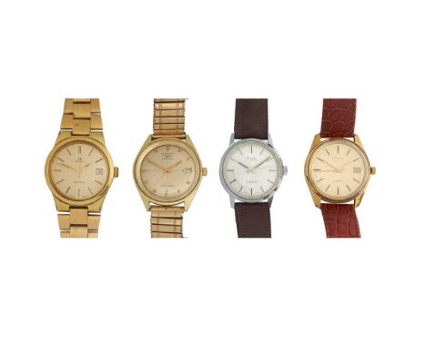 to include an Omega Geneve example with gold plated case and bracelet, signed Omega calibre 1030 manual wind movement numbere