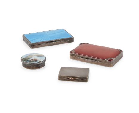 to include an Art Deco chalcedony and marcasite box, import marks circa 1930, of rectangular form, the hardstone panel secure