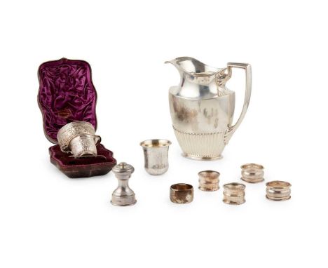 Theodore B Starr, early 20th century, two-pint size, oval shape, demi ribbed lower half, angular handle, large pouring lip wi