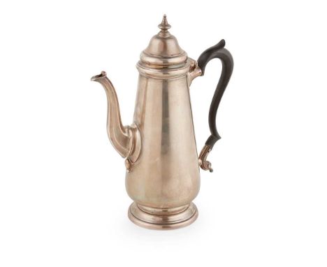 Thomas Bradbury &amp; Sons Ltd, London 1928, of plain tapering form, the curved spout with panelled detail, the domed hinged 