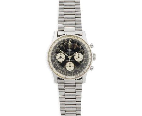 Navitimer model 806, stainless steel case, signed Breitling calibre 178 manual wind movement, c.1966, round black dial with b