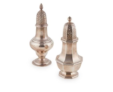 the first Hamilton &amp; Inches, Edinburgh 1900, of baluster form, the pierced pull-off lid with flame finial; together with 