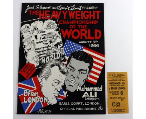 Boxing - The Heavyweight Championship of the World 6th August 1966, Earls Court, London. With Ticket stub for the fight A.B.C