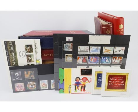 GB - all reigns m &amp; u GB mixture in several albums / stockbook plus loose material, 4x coin covers and booklet panes note