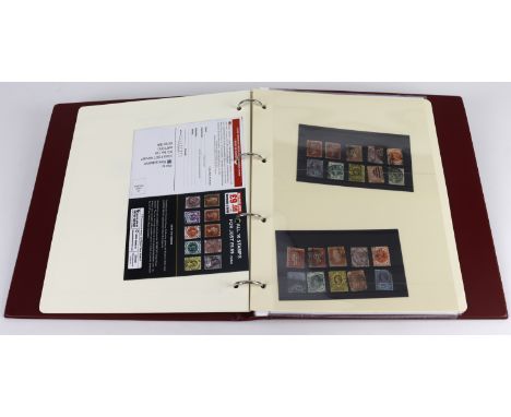 GB - used QV in ring binder, good basic spread of stamps, including 1840 Penny Black (1 margin), 1840 2d blue (4 margins, one