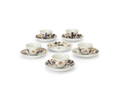 Five Japanese Imari tea cups and six matching saucers from a setEdo Period, 18th/19th centuryEach enamelled and gilt in typic